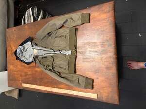 Dsquared2 Vintage Military Khaki Mixed Material Layered Hoodie Bomber Jacket